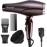 2000 Watt Hair Dryers, Xpoliman Professional Salon Hair Dryer with AC Motor, Negative Ionic Blow Dryer with Diffuser Concentrator Comb, 2 Speed 3 Heat Settings,Low Noise Long Life 