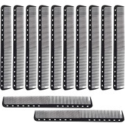 12 Pieces Carbon Fine Cutting Comb Carbon Fiber Salon Hairdressing Comb Hairdressing Comb Heat Resistant Barber Comb (Black)