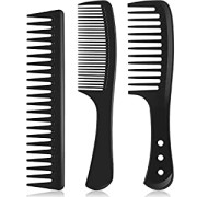 3 piezas de dientes anchos DETANGLANDO Peinado para el cabello DETANGLING Pein Peine Pein Styling Peine Set, fibra de carbono Styling Cutting Peine Peine anti estático resistente a