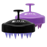 2-Pack Hair Scalp Massager Shampoo Brush, Heeta Wet and Dry Hair Scalp Brush with Soft Silicone (Purple & Black)